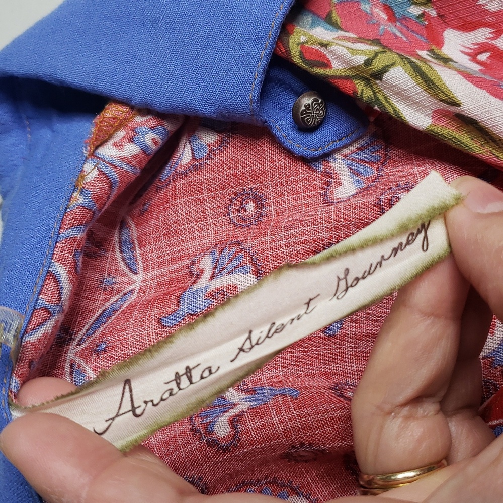 Aratta Silent Journey Indepence Day Dolman Sleeves Shirt Size M Boho Patchwork - Picture 9 of 16